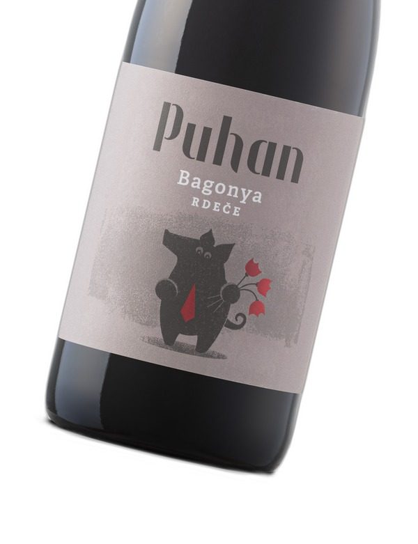 odrobnost etikete vina Puhan Bagonya rdeče pod kotom